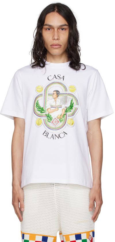 Shop Casablanca White 'le Joueur' T-shirt