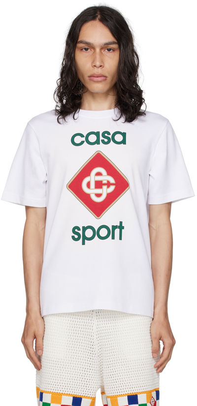 Shop Casablanca White Casa Sport T-shirt In Casa Sport Logo