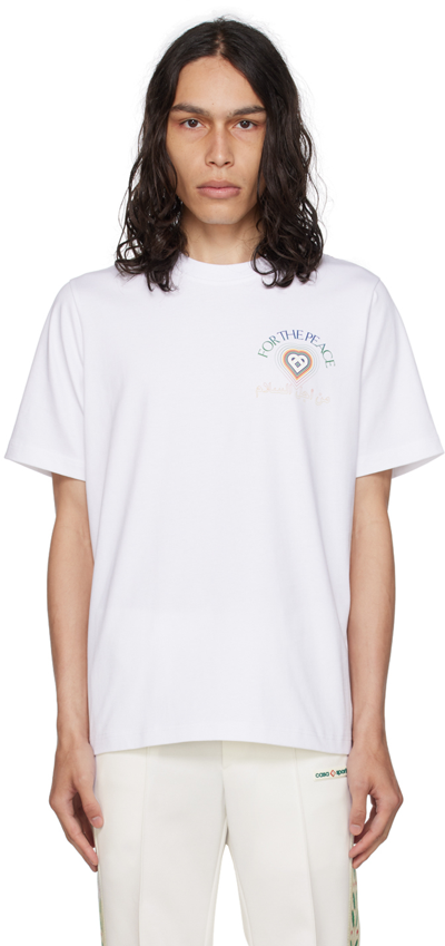 Shop Casablanca White 'for The Peace' T-shirt In For The Peace Gradie