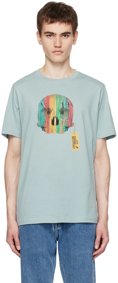 Shop Ps By Paul Smith Blue Skull T-shirt In 43e Blues