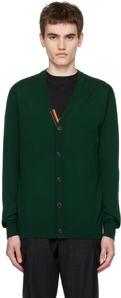 Shop Paul Smith Green Stripe Cardigan In 38 Greens