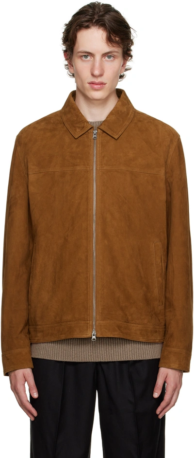 Shop Saturdays Surf Nyc Brown Harrison Leather Jacket In Downtown Brown