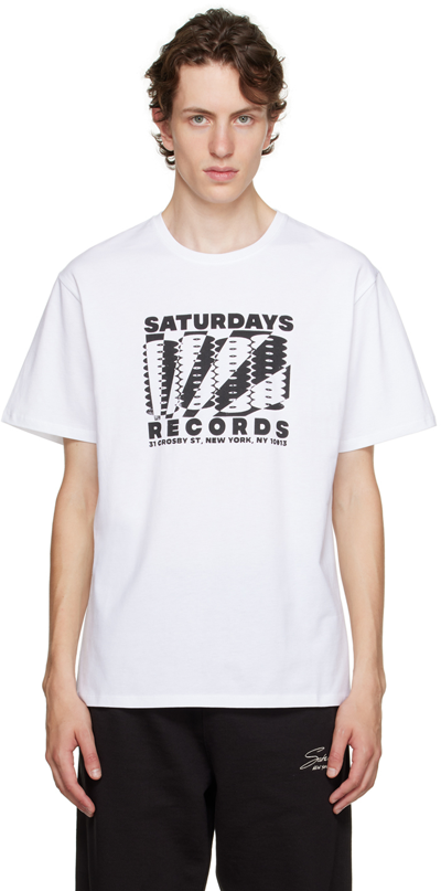 Shop Saturdays Surf Nyc White 'records' T-shirt