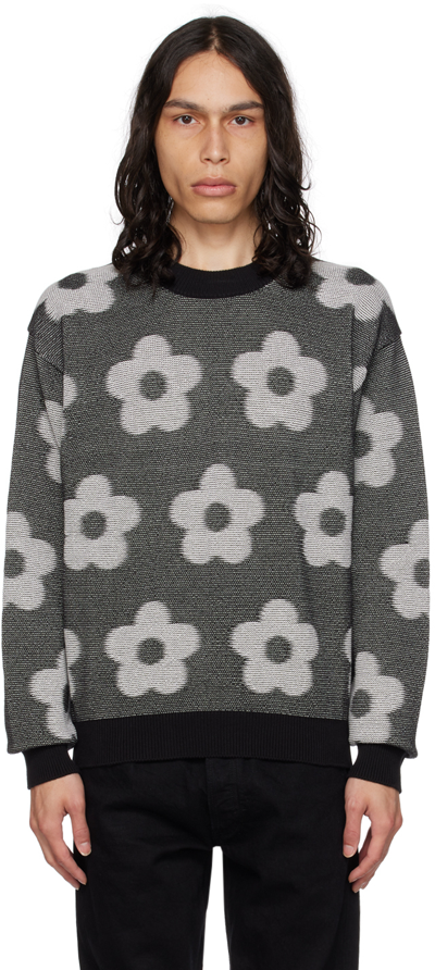 Shop Kenzo Black & White  Paris Flower Spot Sweater In 99j - Black