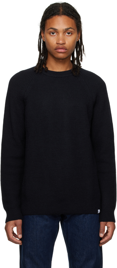 Shop Norse Projects Navy Roald Sweater In Dark Navy