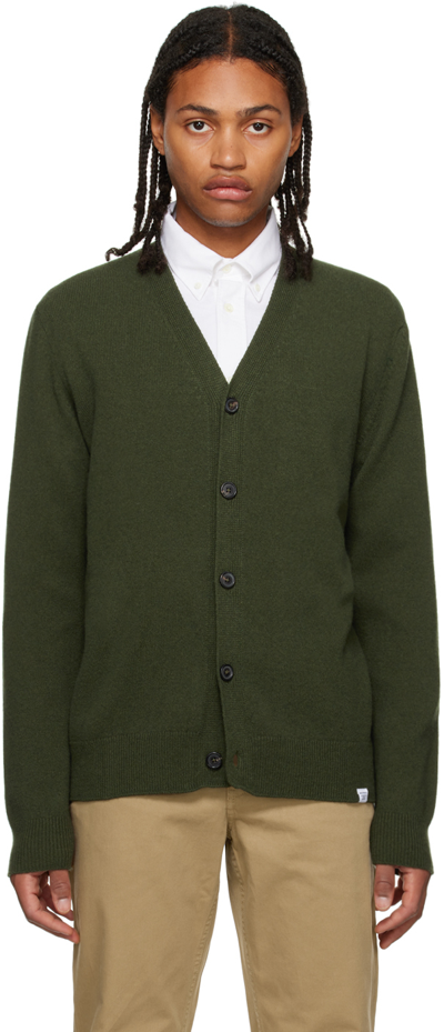 Shop Norse Projects Khaki Adam Cardigan In Army Green