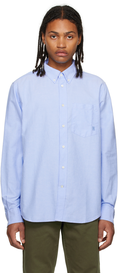 Shop Norse Projects Blue Algot Shirt In Pale Blue