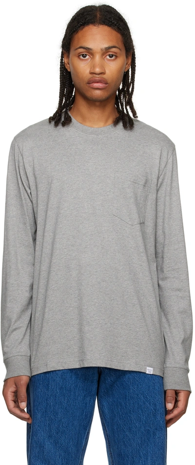 Shop Norse Projects Gray Johannes Long Sleeve T-shirt In Light Grey Melange