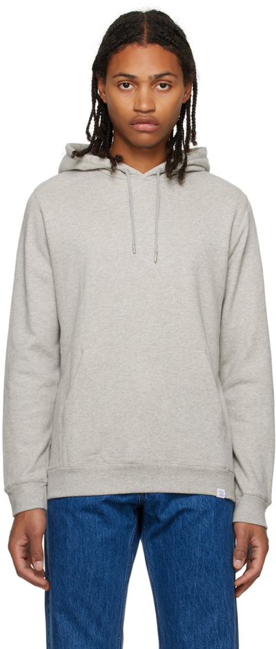 Shop Norse Projects Gray Vagn Hoodie In Light Grey Melange