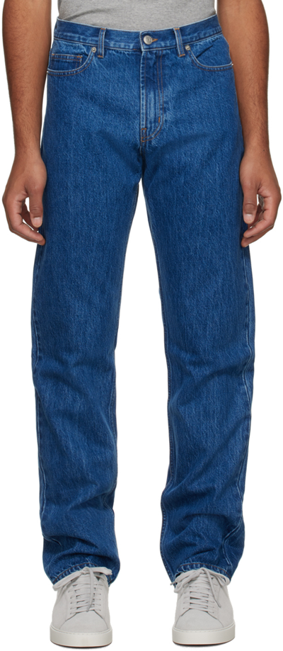 Shop Norse Projects Blue Five-pocket Jeans In Vintage Indigo