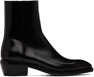 Shop Ferragamo Black Square Toe Boots In Nero || New Biscotto