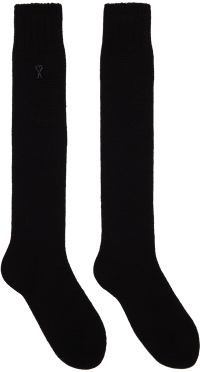 Shop Ami Alexandre Mattiussi Black Ami De Cœur Socks In Black/001