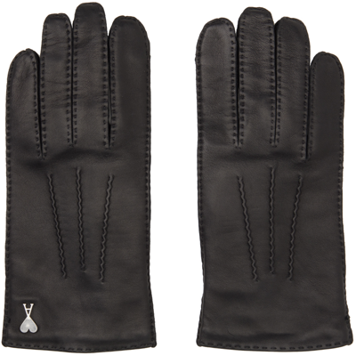 Shop Ami Alexandre Mattiussi Black Ami De Cœur Gloves In Black/001