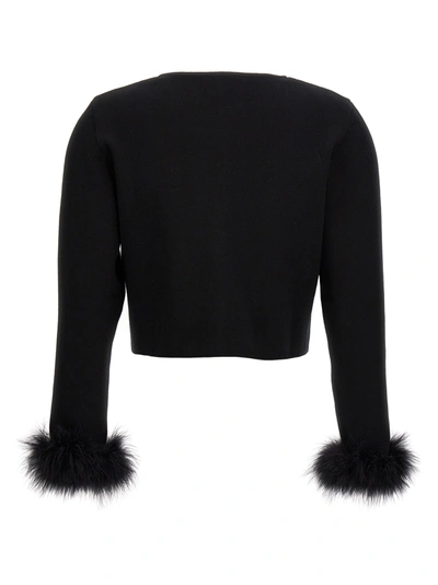 Shop Sleeper Cropped Feather Cardigan Sweater, Cardigans Black