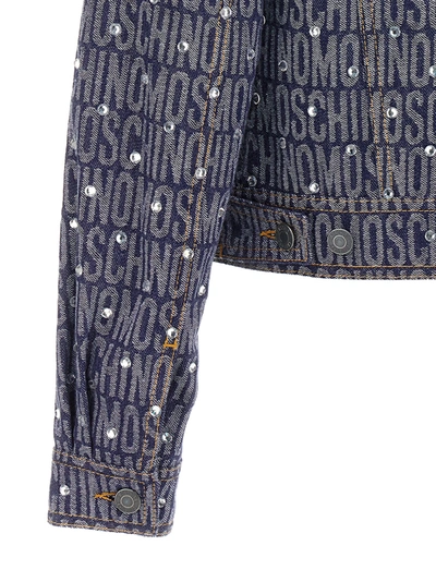 Shop Moschino Logo Casual Jackets, Parka Blue