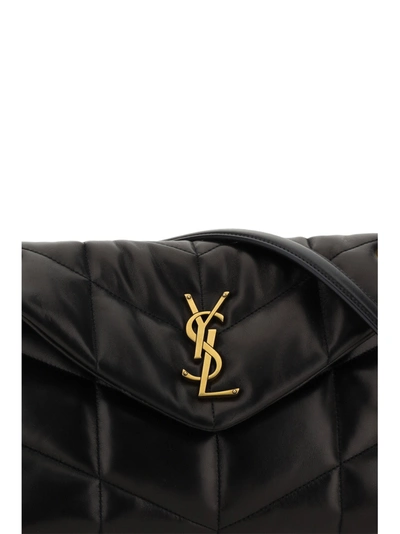 Shop Saint Laurent Loulou Puffer Leather Shoulder Bag With Metal Monogram