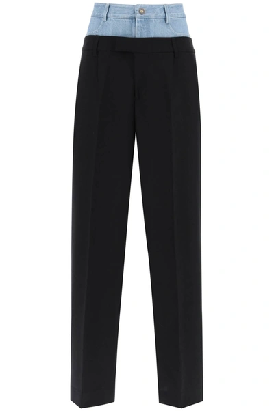 Shop Dion Lee Wide Leg Hybrid Pants