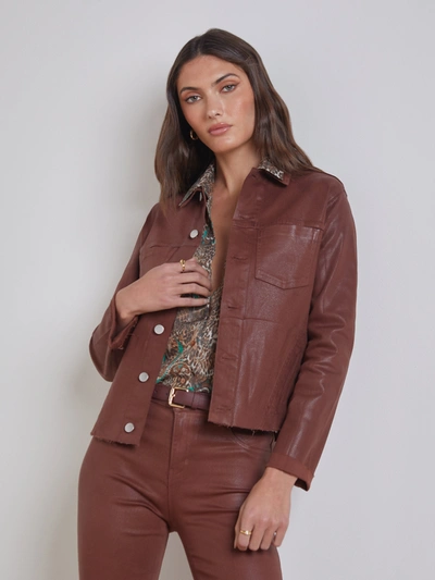 Shop L Agence Janelle Coated Jacket In Dark Cinnamon Coated