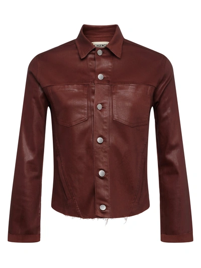 Shop L Agence Janelle Coated Jacket In Dark Cinnamon Coated