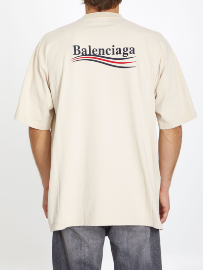Shop Balenciaga Political Campaign T-shirt In Beige