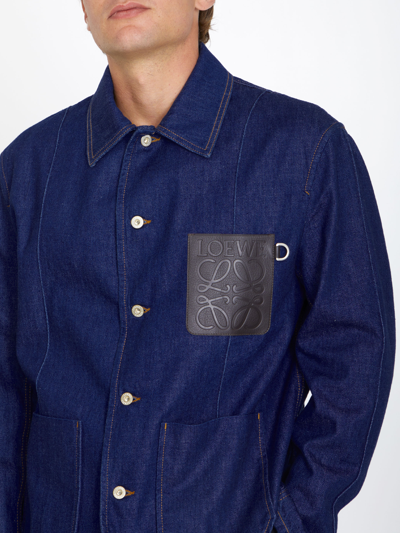 Shop Loewe Workwear Jacket In Denim In Light Blue