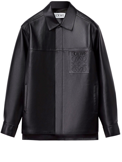 Shop Loewe Black Leather Jacket