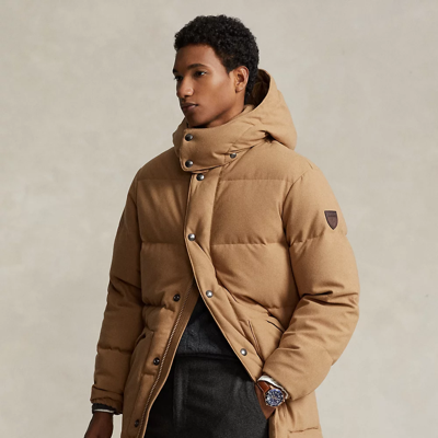 Water-resistant Wool-blend Down Coat In Berkshire Tan Heather