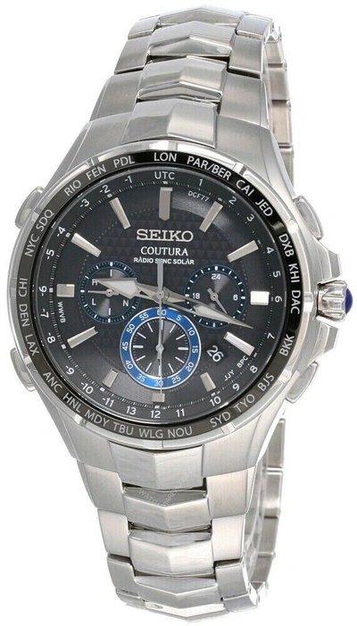 Pre-owned Seiko Coutura Men's Black Watch - Ssg009 Radio Sync Solar