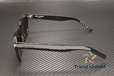 Pre-owned Saint Laurent Sl 598 001 Rectangular Squared Black 56 Mm Men's Sunglasses