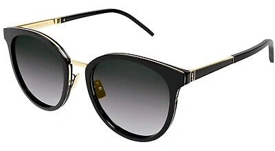 Pre-owned Saint Laurent Sl M101 002 Oval Panthos Acetate Black Grey 55 Women's Sunglasses In Gray