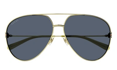 Pre-owned Gucci Gg1280s-003 Women's Gold / Blue Mirrored Sunglasses