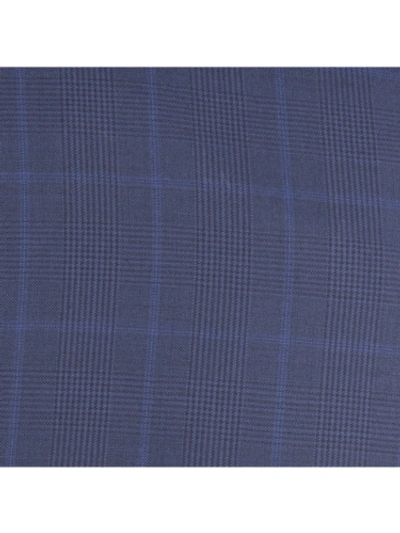 Pre-owned John Varvatos Mens Slim Fit Navy Blue Plaid Two Button Wool Suit