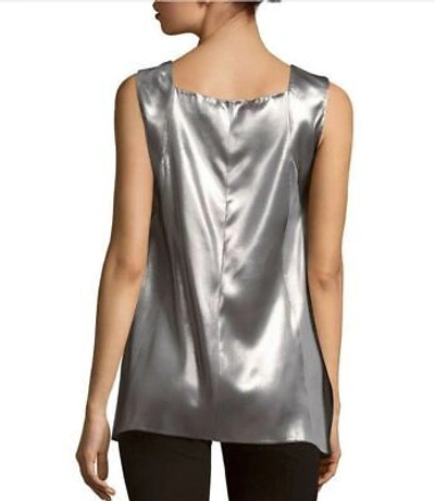 Pre-owned Narciso Rodriguez Italy  Womens Silk Satin Top, Us 4 Italy 40 In Mercury