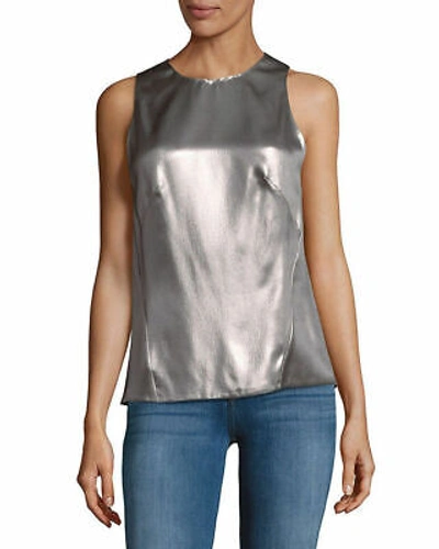 Pre-owned Narciso Rodriguez Italy  Womens Silk Satin Top, Us 4 Italy 40 In Mercury