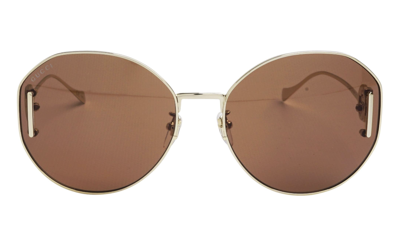 Pre-owned Gucci Gg1206sa-003 Women's Gold / Brown Mirrored Sunglasses