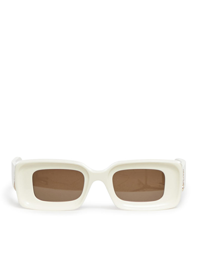 Shop Loewe Women Rectangular Sunglasses In Acetate In White