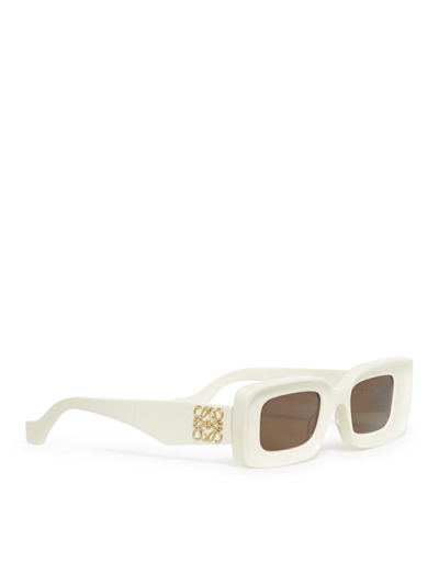 Shop Loewe Women Rectangular Sunglasses In Acetate In White