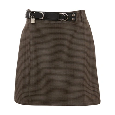 Shop Jw Anderson Padlock Strap Mini Skirt In Brown