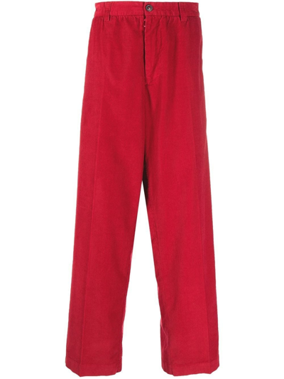 Shop Maison Margiela Red Ribbed Trousers