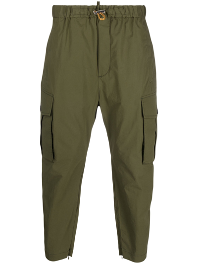 Shop Dsquared2 Green Cargo Trousers With Drawstring