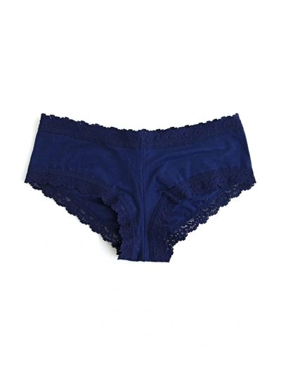 Hanky Panky Lace-trim Organic Cotton Boyshorts In Blue