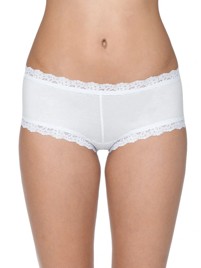 Hanky Panky Organic Cotton Low-rise Lace-trim Boyshort 891281 In White