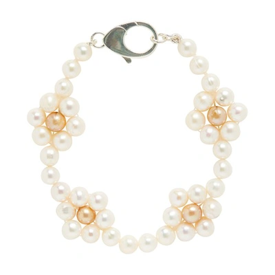 Shop Hatton Labs Daisy Pearl Bracelet In Silver_yellow_white_pearls