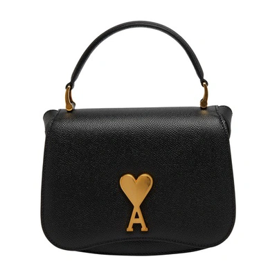 Ami Alexandre Mattiussi Grained Texture Adjustable Strap Bag Gold-tone Hardware In Black