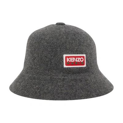 Shop Kenzo Logo Bucket Hat In Middle_grey