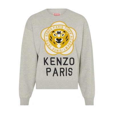 Shop Kenzo Tiger Academy Jumper In Pale_grey