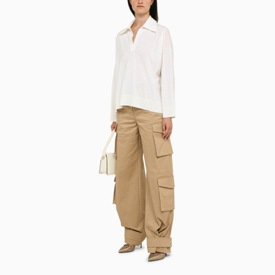 Shop Valentino Beige Cotton Cargo Trousers Women In Cream