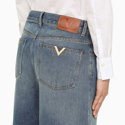 Shop Valentino Blue Wide Denim Jeans Women
