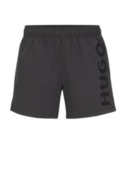 Shop Hugo Swim Shorts With Logo Print In Dark Grey