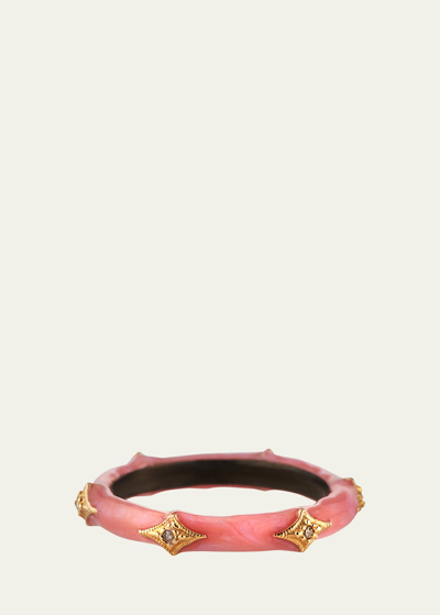 Shop Armenta New World Pink Enamel Diamond Crivelli Stack Ring In Opal